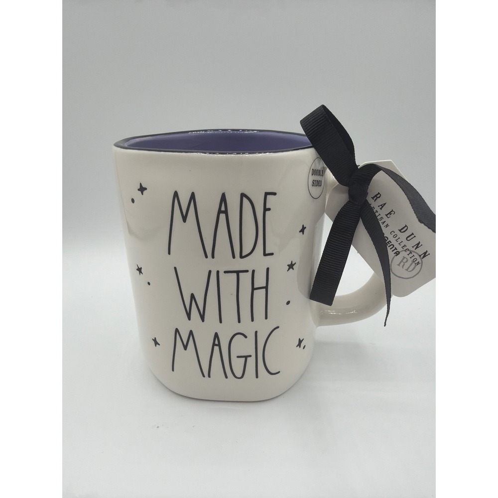 Rae Dunn MADE WITH MAGIC Halloween Mug Purple Interior Double Sided